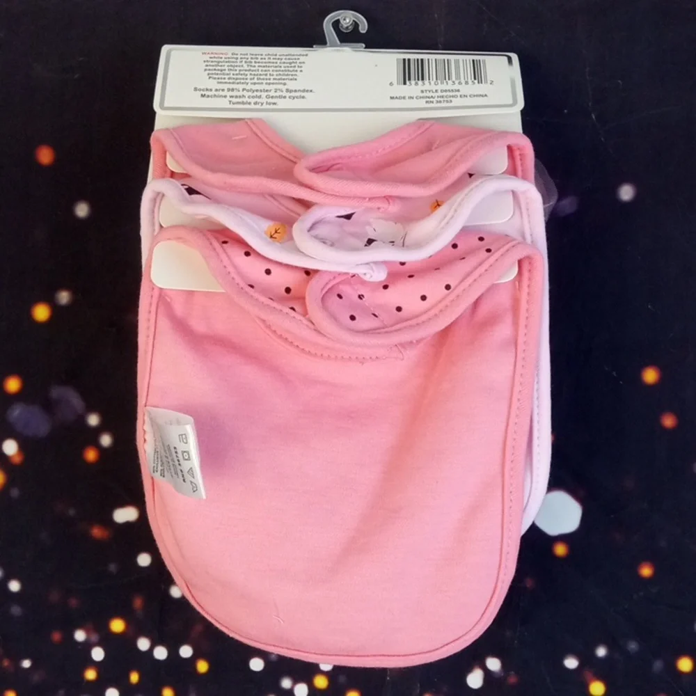 👻 Duck Duck Goose Halloween Pink and Black Baby Bib and Sock Set